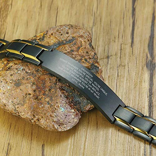 MakeAGift To My Grandson From NANA. My Grandson, You're Special. You're in my heart. Black Stainless Steel Bracelet. Grandsons Gifts From Grandmother. Graduation Gifts To Grandson From Grandparents - Image 4