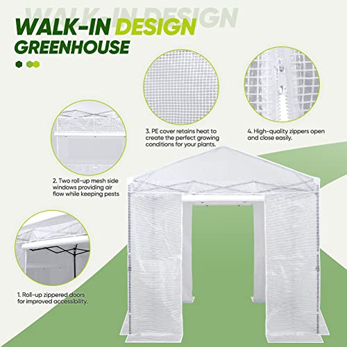 Image of EAGLE PEAK 8x8 Easy Setup Pop Up Greenhouse, Clear /White
