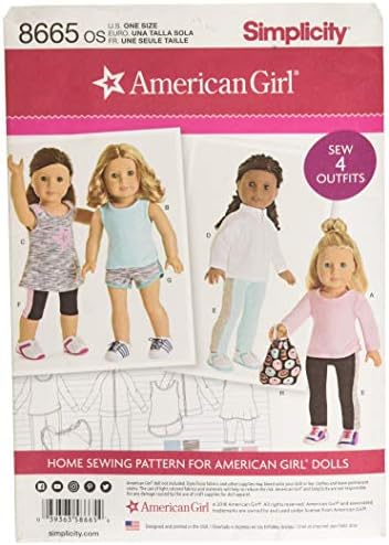 Simplicity Pattern 8665 Os American Girl 18" Doll Clothes