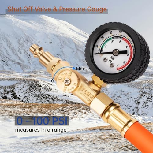 Image of Brass RV Winterizing Kit, 17'' Sprinkler Winterization Kit with Water Pressure Gauge & Air Compressor Quick Plug & Shut Off Valve, Line Blow Out Fitting Adapter for Camper, Boat, Travel Trailer