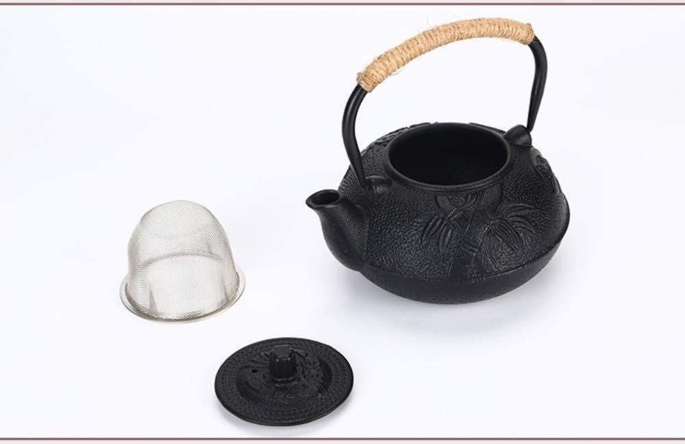 Tetera de hierro fundido, tetera de hierro fundido, tetera japonesa, tetera china de hierro fundido de 600 ml, teteras, tetera de hierro fundido retro, tetera de hierro hecha a mano sin revestimiento,