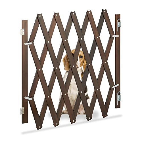 Cancelletto di Sicurezza per Cani Recinzione Allungabile Fino a 126 cm Alto 70-82 cm in bambù Marrone Ferro