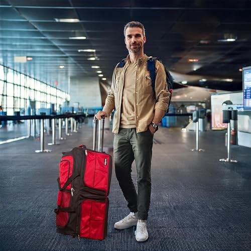 Dejuno 28-Inch Rolling Duffle Bag, Red2