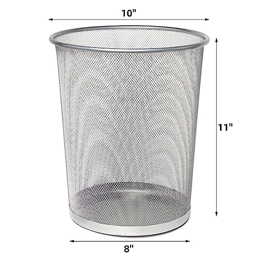 Image of Silver Mesh Trash Cans 4 Gallon, 10Pack, Metal Wire Wastebaskets, Waste Basket Trash Can, Silver Mesh Trash Can for Office, Recycling Garbage Container Bin for Office, Home, Bedroom