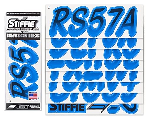 Image of STIFFIE Whipline Black /Octane 3 inch Boat & PWC Registration Decals • Numbers Letters Stickers