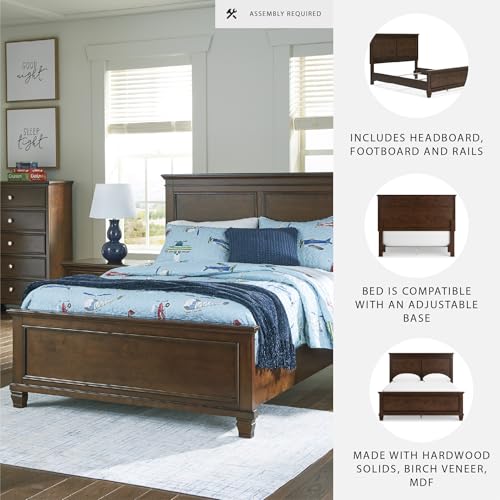 Image of Signature Design by Ashley Danabrin Traditional Full Panel Bed with Tapered Feet, Foundation or Box Spring Needed, Dark Brown