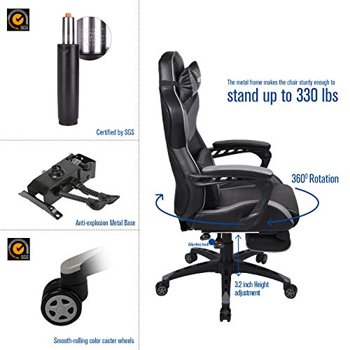 ELECWISH Gaming Chair with Massage and Footrest - Image 5
