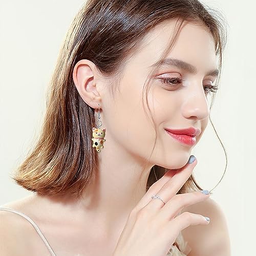 6 Pairs Resin Cute Anime Cat Dangle Earrings Set for Women - Funny Aesthetic Animal Cartoon Kitten Earrings - Lover Cat Birthday Gifts4
