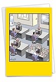 NobleWorks - 1 Hilarious Cartoon Birthday Card with Envelope - Funny Cartoons, Bday Congrats Greeting - Rabbit Worker C3349BDG