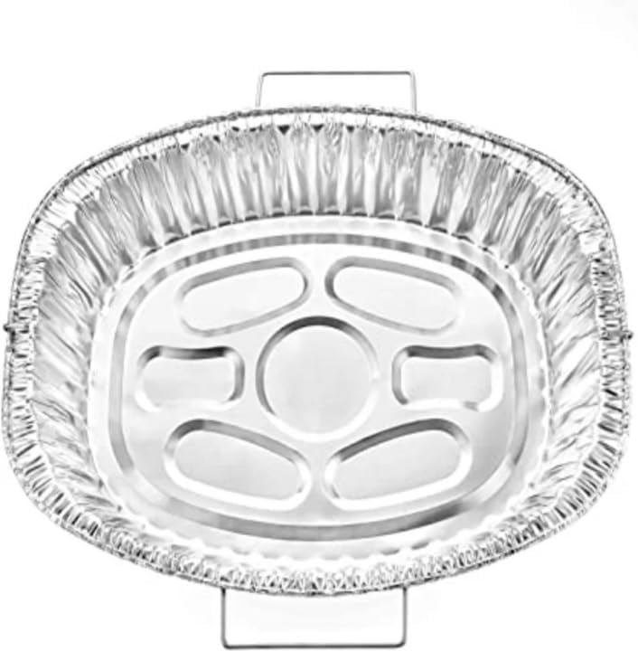Nicole Fantini's 18.25"L X 13"W X 3.5"D Oval Heavy Duty Disposable Aluminum Foil Rack Roaster with Handle :Perfect for Baking and Roasting : 10 Quantity