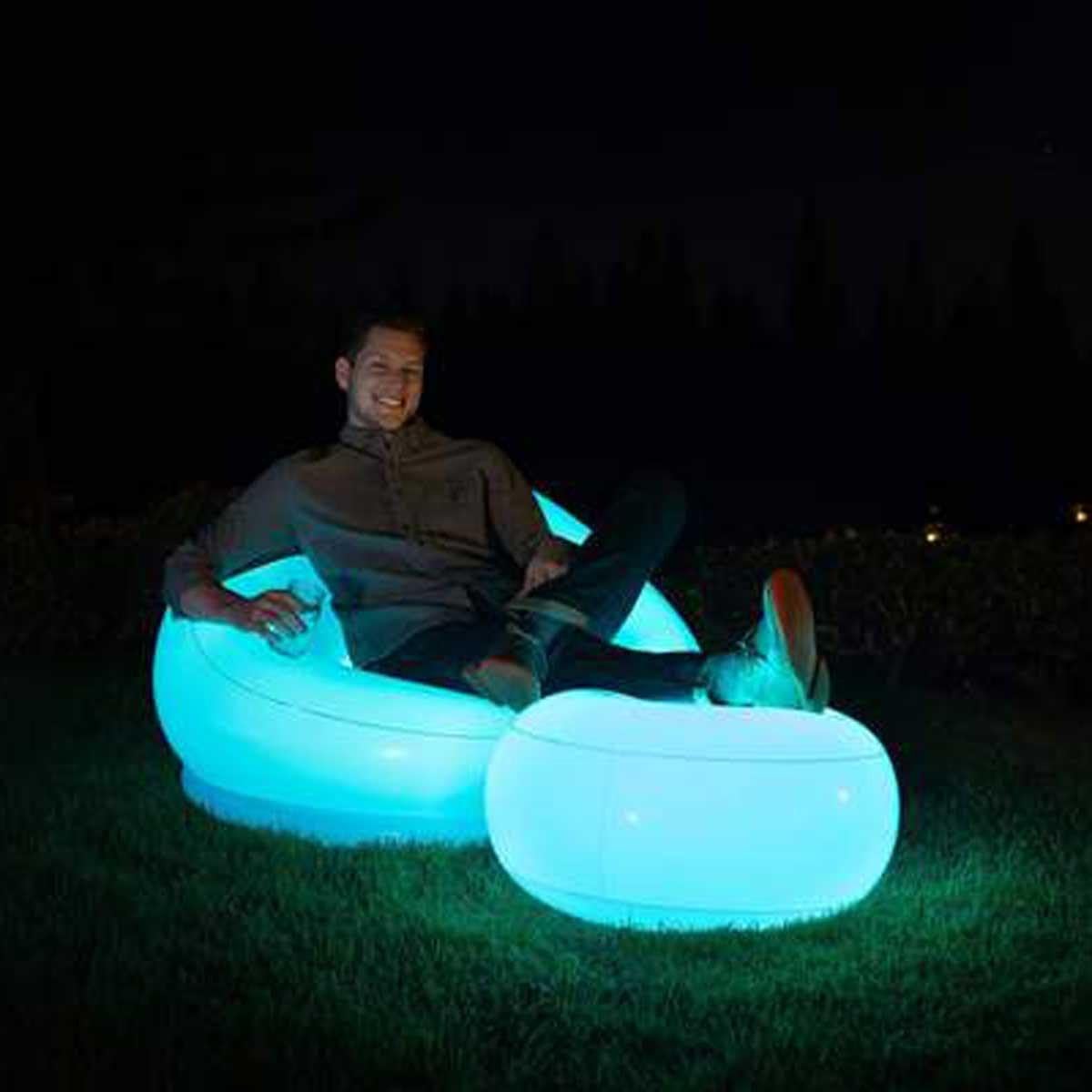 Air Candy Illuminated LED Inflatable Ottoman, Accent Contemporary