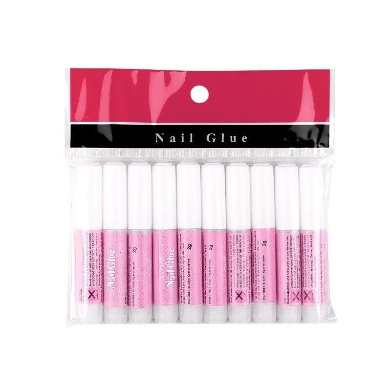 Extra Strong Quick Dry Nail Glue 10 Pack Professional Adhesive for False Nails Press on Nails Nail Tips & Rhinestones Ideal for Broken Cracked or Damaged Nail Repair