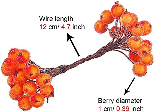 zorpia Pack of 200 Pieces Frosted Fruit Holly Berries Mini Christmas Artificial Berry Flower for Home, Wedding, Party, Birthday, DIY Decoration (Dark Red)