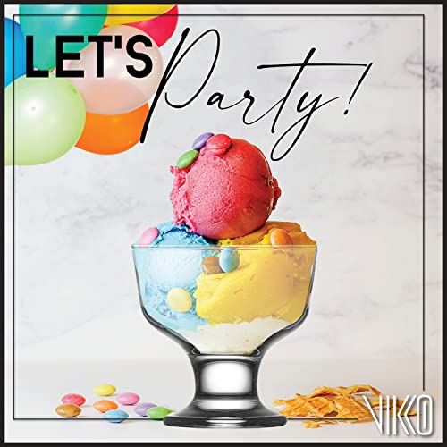 Ice Cream Sundae Bowls, Set of 6 Dessert Cups for Ices, Pudding, Fruit