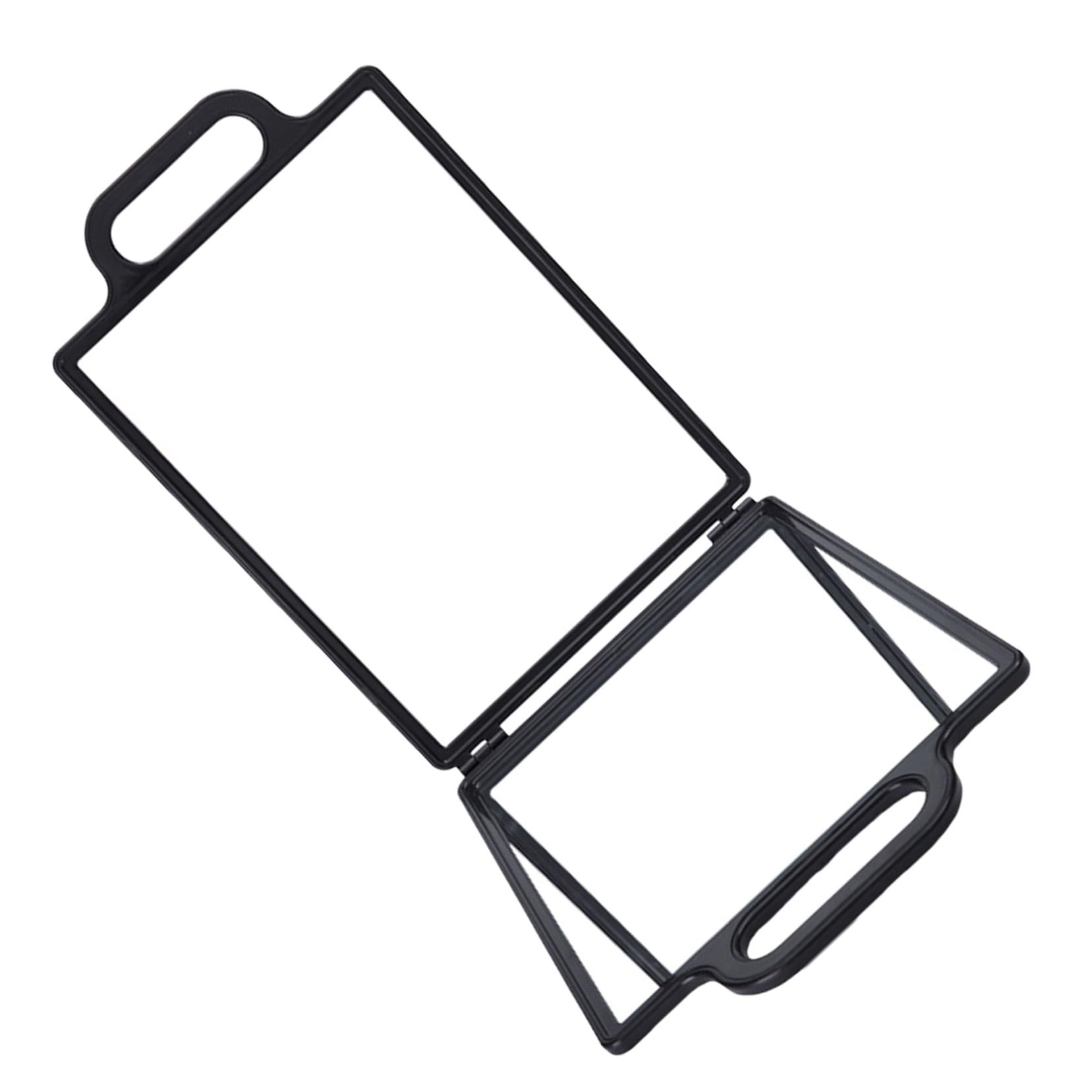 Doppelseitiger Friseursalon Stylingspiegel Klappbar mit Glas und Kunststoff | Haarschnitte im Salon, Ergonomische Form, Schwarzes Design, Inklusive Make Up Ablage Zufälliger Stil