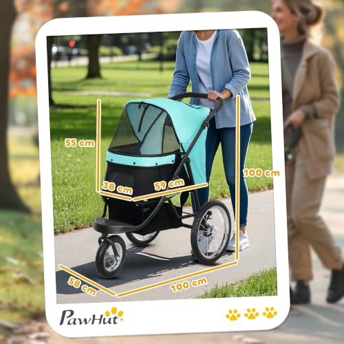 PawHut Hundewagen Jogger Klappbar für Kleine Hunde & Katzen 10 kg Türkis