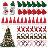90 Stück Mini Weihnachtsmütze und Schal Set Mini Weihnachtsmützen Kleine Weihnachtsmützen Rot Grün Mini Weihnachtsmütze für Flaschen Deko Weihnachten, Schneemann Dekoration und Tischdeko Weihnachten