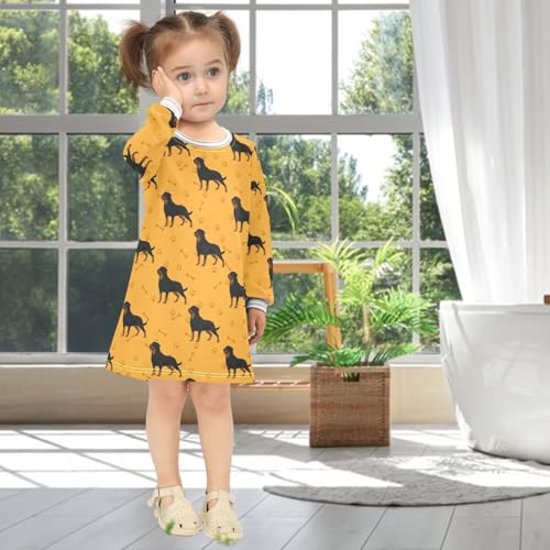 Girls Dresses Toddler Girl Clothes Dog Rottweiler Pattern Colorful Winter Casual Long Sleeve for Kids 2-8 Years4