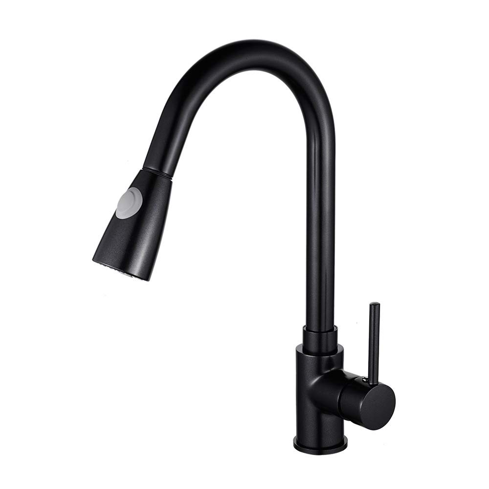 ZYCHSJXA Water Kitchen Tap Pull-Out Faucet Sink Vegetable Basin Hot and Cold Rotating Black