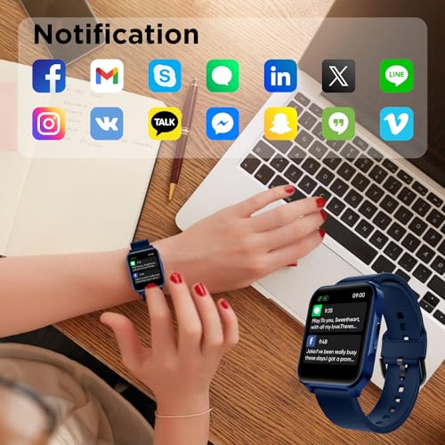 Image of BENIO Smart Watch for Men and Women, 1.69 inch Fitness Tracker, 24 /7Heart Rate /SpO2 /Sleep Tracker, Multiple Dials & 23 Sports Modes Fitness Watch, IP67 Waterproof, Compatible with Android iOS