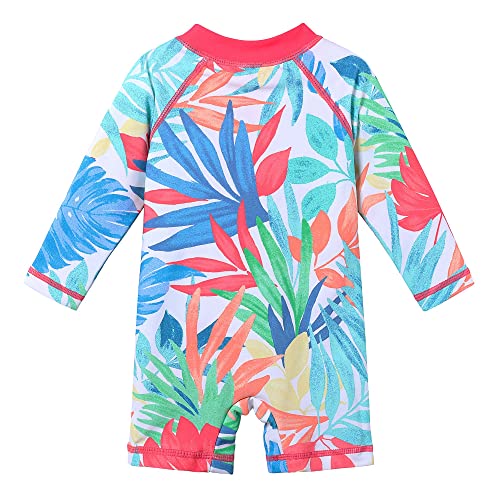 Image of HUAANIUE Toddler Girl Swimsuit Long Sleeve UPF50+ Sun Protection
