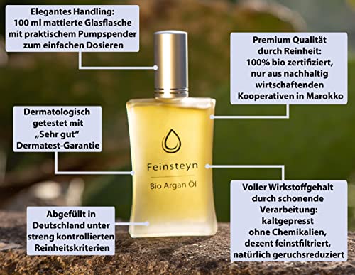 Bio-Arganöl 100ml von Feinsteyn Reines kaltgepresstes Öl