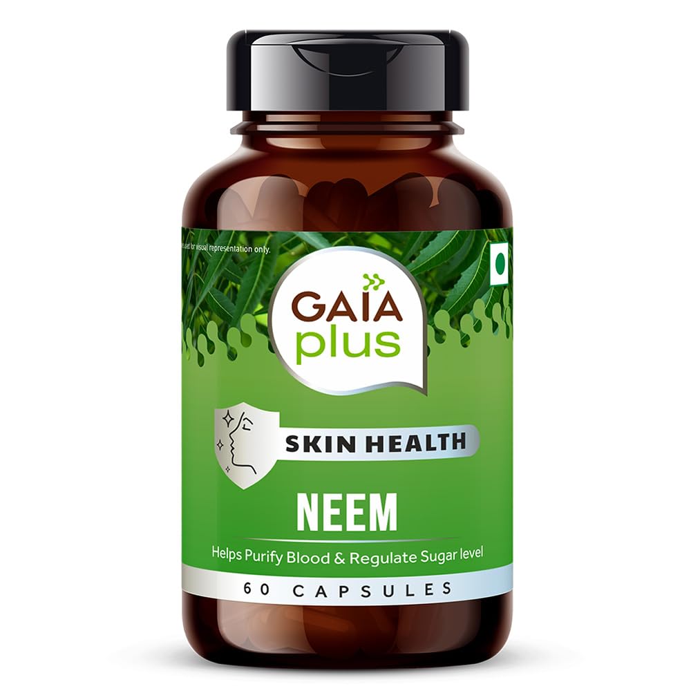 Neem Capsules - Buy 2, Get 2 | Anti-Bacterial, Anti-Fungal, 100% Natural Blood Purifier | Fights Against Acne | Cooling Agent | 60 Capsules