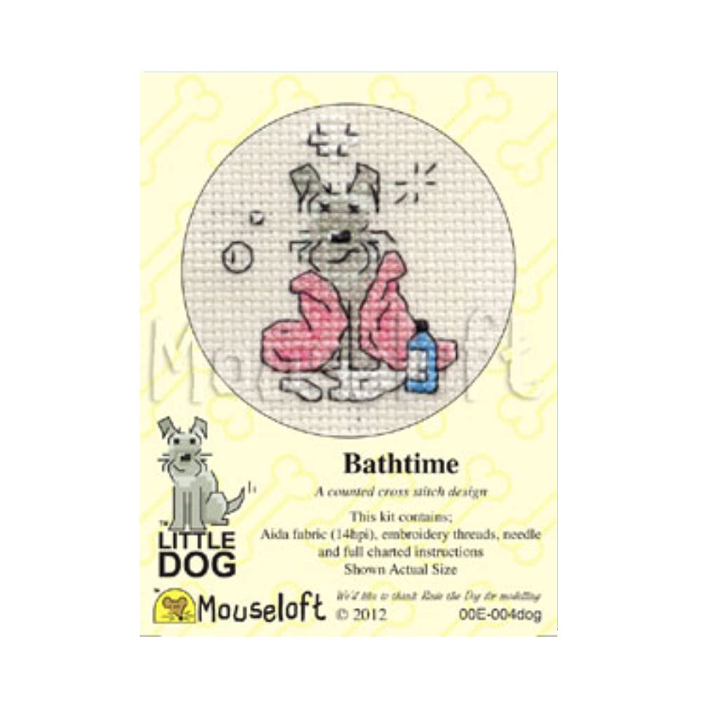 Mouseloft Stitchlet Cross Stitch Little Dog Range Bathtime
