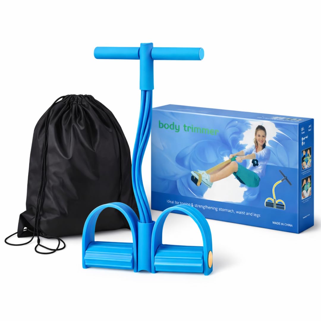 Foot Pedal Resistance Band 6 Tube Multifunction Tension Rope Sit Up Pull Rope, Abdominal Trainer for Home Gym, Yoga, Full Body Workout for Men & Women