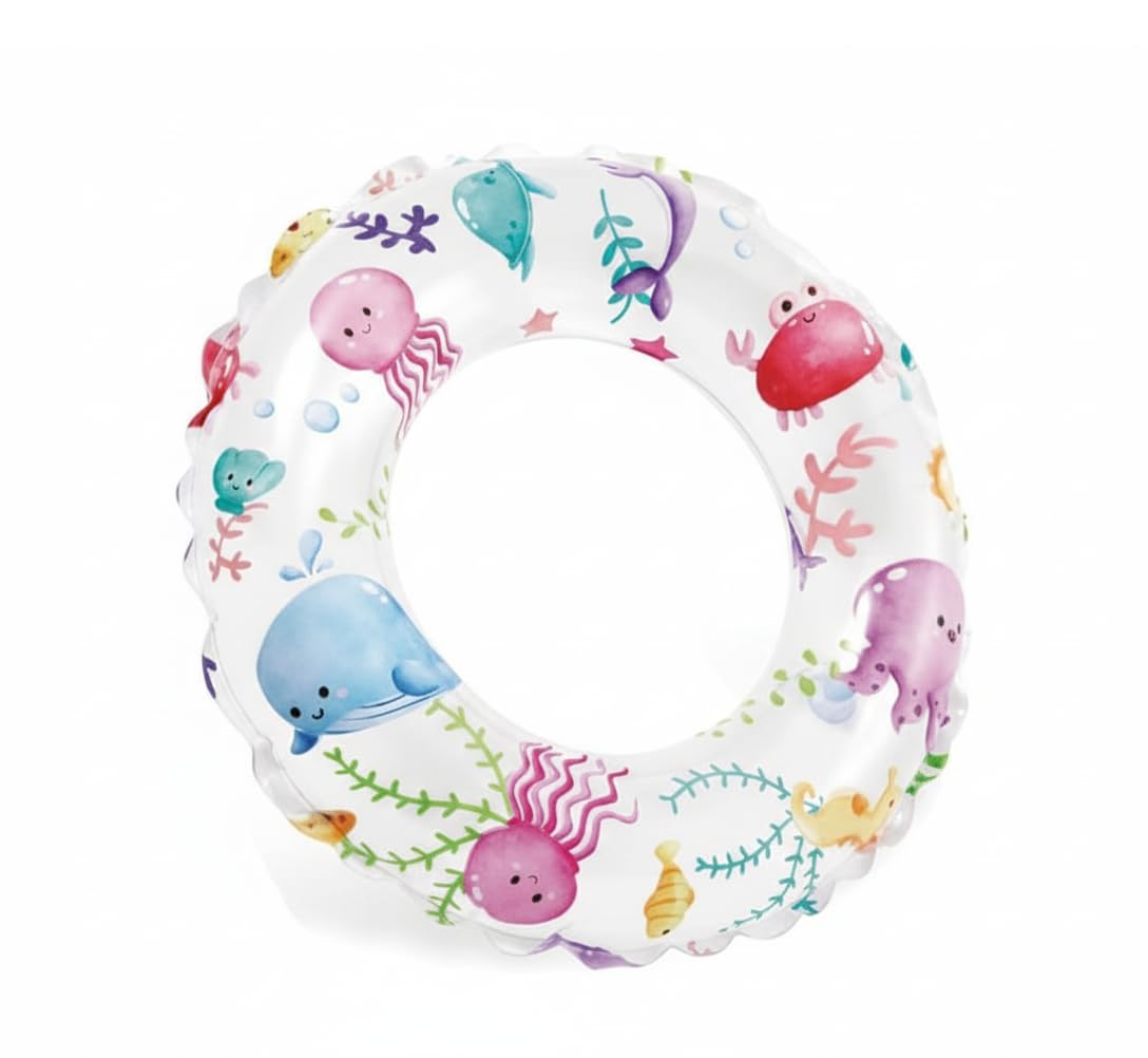 Swim Ring for Kids PVC Inflatable Pool Float Tube for 1-5 Years Swim Floats for Baby Girl Boys Inflatable Swimming Safety Tube with Nozzle (Swimming Ring) (51CM)