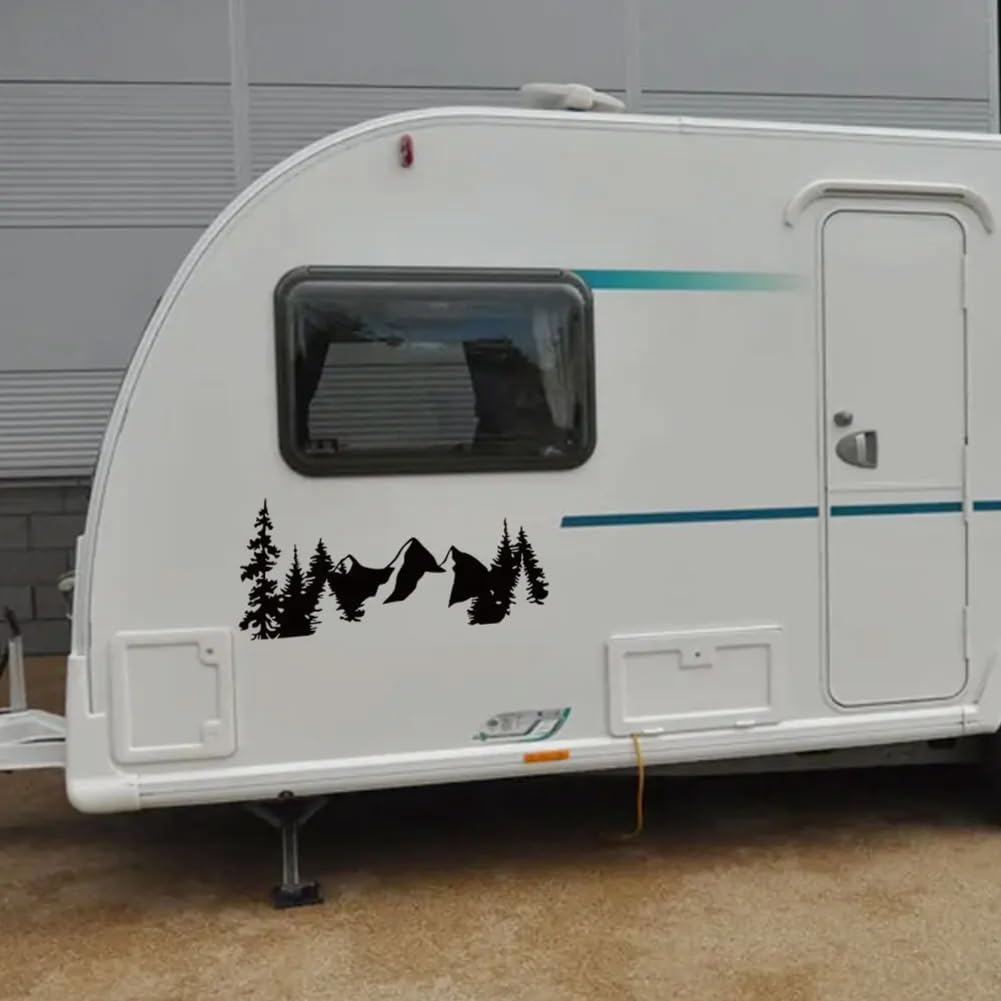 Adesivi per auto con grafica Forest Mountain, per camper Van per cavalli Caravan RV Camper Van Body Decor Decalcomanie in vinile Accessori