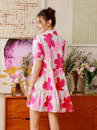 Image of Women's Fit and Flared Shirt Midi Dress with Collar Neck & Short Sleeves - Rayon Casual Dress