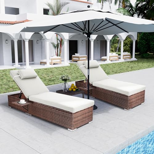 Rophefx Outdoor PE Wicker Patio Lounge Chairs Set of 2, Outside R...