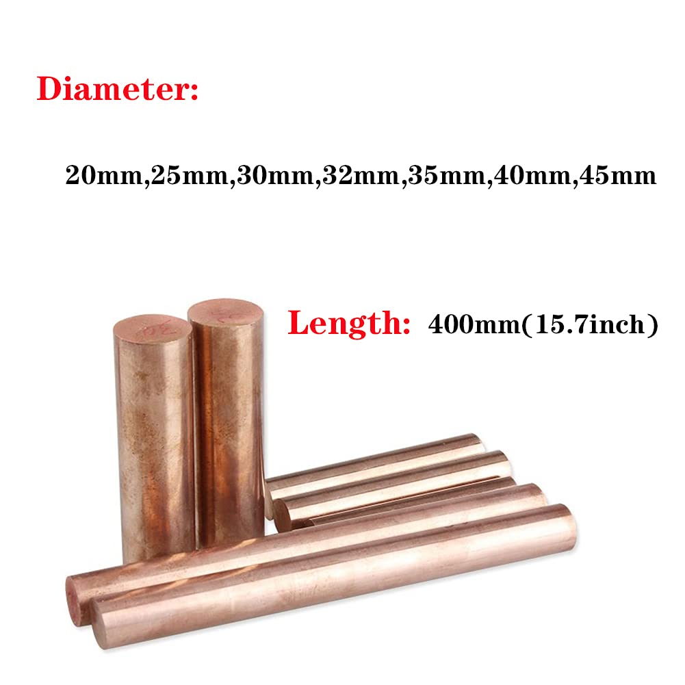 T2 Kupfer Rundstab 99,9% reines Kupfer für Kupferbeschichtungslösung,L400mm,D20mm