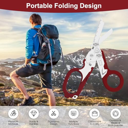 Image of 6-in-1 Heavy-Duty Emergency trauma shears|Folding Emergency Shears| | Multifunctional Life-Saving Tool|Suitable for Emergency Rescue|Outdoor Exploration|DIY Construction and Maintenance|