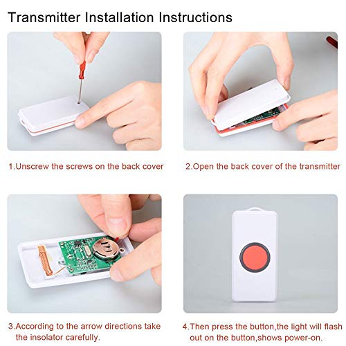 Home Safety Patient Alert Alarm System Wireless Alarm Emergency Call Button Elderly Monitor Caregiver Personal Pager for Elderly Kids (Updated Version) - Thumbnail 6