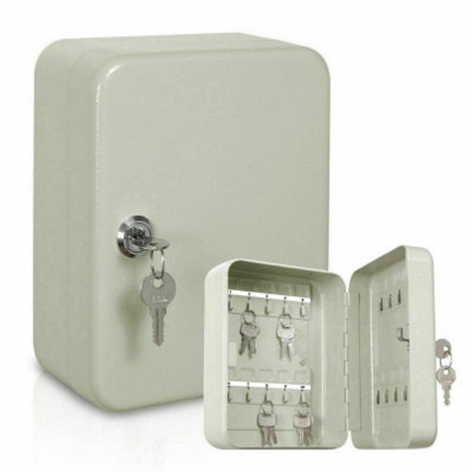Heavy-Duty 20-Key Wall Mounted Cabinet โ Solid Steel Key Safe Box For Home, Office, And Outdoor Use โ Secure Lockable Storage, 20cl Capacity, Sleek White Finish