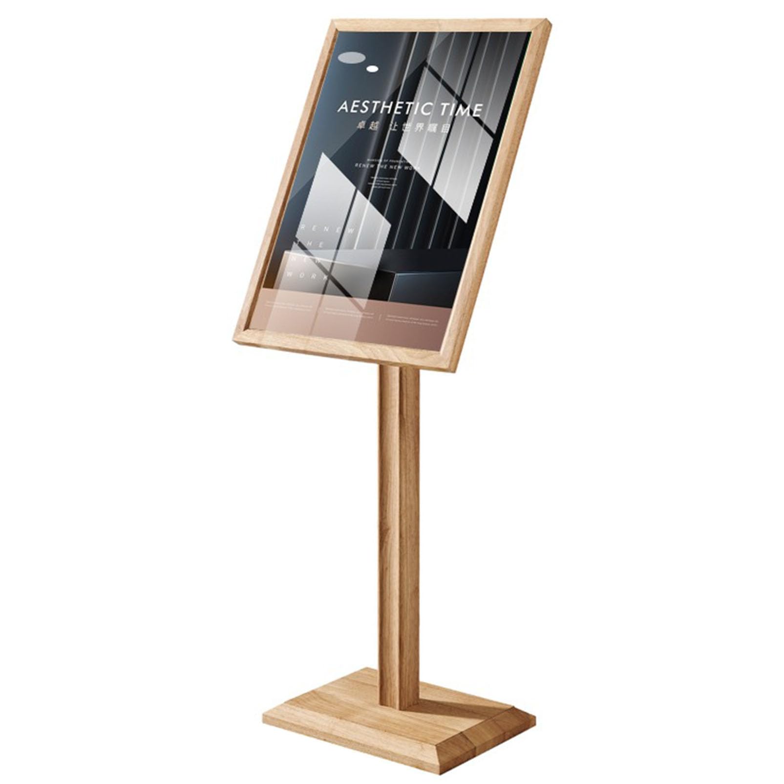 Expositor de madera independiente con cubierta de cristal para carteles y carteles, ideal para publicidad, bodas e información de vestíbulo de negocios