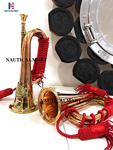 Brass And Copper Blowing Bugle Signal Horn 10.6" With Beautiful Rope Binding #TOP5