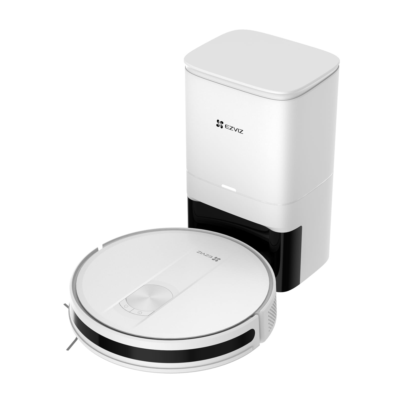 EZVIZ Robot Aspirapolvere con Base a Svuotamento Automatico Polvere, Aspirazione 2700Pa, Adatto a Tappeti, Peli Animali, 3 Modalità di Pulizia, Batteria da 190 min, Controllo Telecomando, RC3 Plus