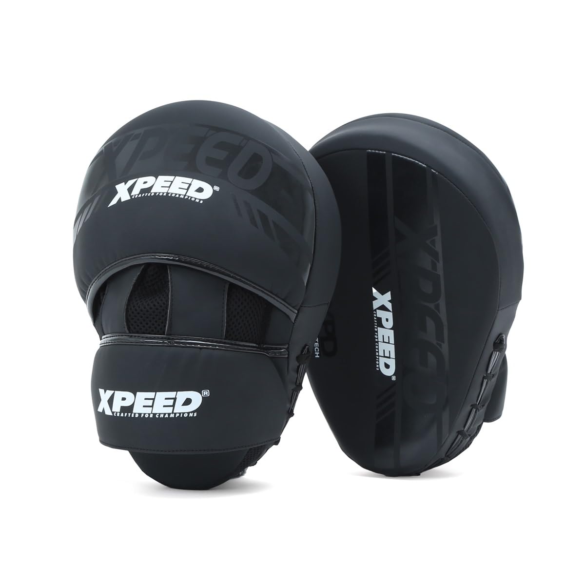 Xpeed Matt PU Focus Pad | Contoured Shape Punch Mitt with Wrist Padding | Focus Pad for Boxing/MMA/Muay/Thai/Kick Boxing (Black) 1 Pair-image-47