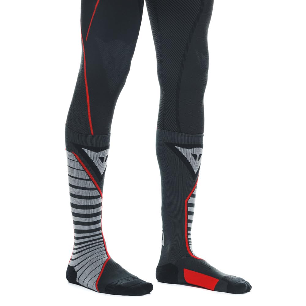 Dainese Thermo Long Socks, Calcetines Largos Moto, para Hombres y Mujeres, Negro/Rojo, 3638