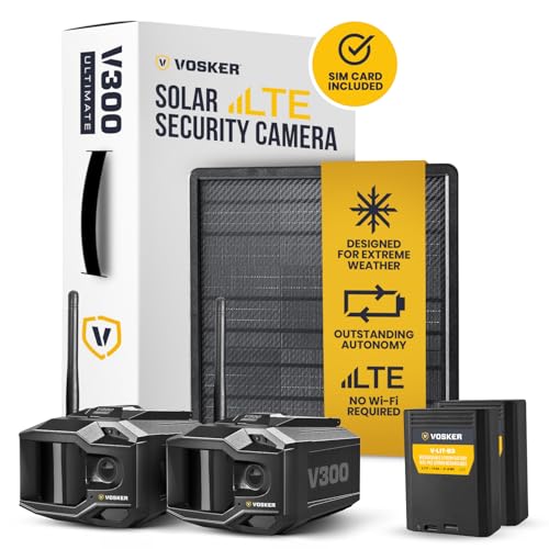 V300 Ultimate 4G-LTE Autonomous Outdoor Security Camera With External Solar Panel | High-Capacity 15 000 mAh External Solar Power Bank | SIM Cards Included | No WiFi Needed | Live Streaming (2 Pack)