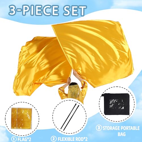Baisdan 51'' * 45'' Satin Rectangle Worship Flags, Church Liturgical Praise Adoration Dance Banner with Scalable Rods 1 works(Gold) - Image 2