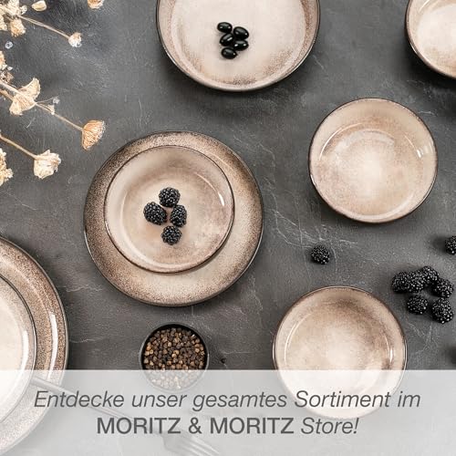 Moritz & Moritz VIDA Geschirrset 6 Personen Beige 18-tlg. - Modernes Porzellan Geschirr Set - Kratz-, Mikrowellen- & Spülmaschinenfest, Essgeschirr, Tafelservice, Kombiservice 6 Personen