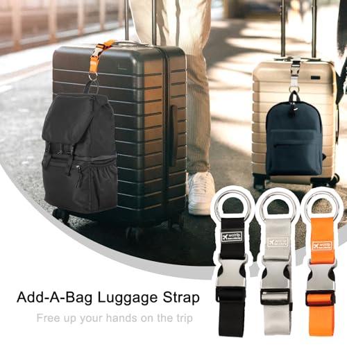 Image of 3 Pcs Add a Bag Luggage Straps Jacket Gripper Adjustable Luggage Hook Luggage Strap for Carry On Bag Luggage Accessories for Suitcases Bag (Black Grey and Orange)