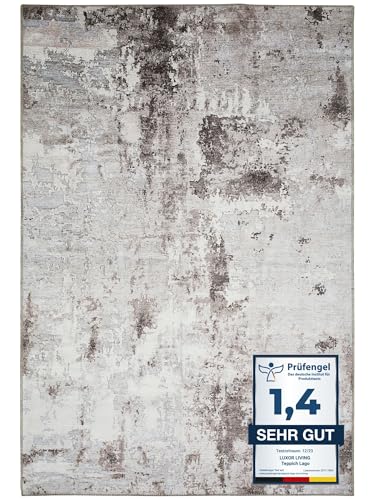 -LUXOR- living In- und Outdoor Teppich Lago, dünner waschbarer Teppich für Camping, Terrasse oder Wohnbereich, wetterfest, 200 x 290 cm, Anthrazit-grau