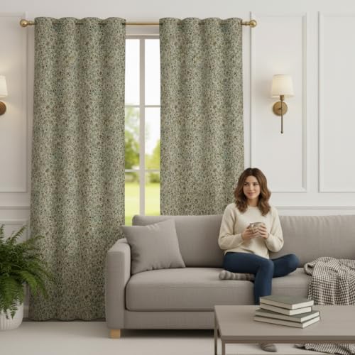 Image of STITCHNEST 'Florea Series' Premium Satin Room Darkening Curtains 7 Feet Long Set of 2 | Door Curtain 7 x 4 Feet | Blocks 70-80% Light | Ideal for Bedroom, Living Room & Home Decor