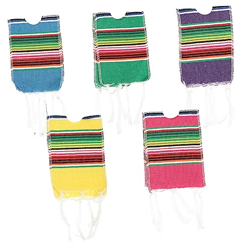 UKCOCO 5 Piezas Ponchos Decorativos de Cerveza Diseño de Rayas Coloridas para Celebraciones Fundas para Botellas de Cerveza para Fiesta de Cinco de Mayo y Reuniones Sociales