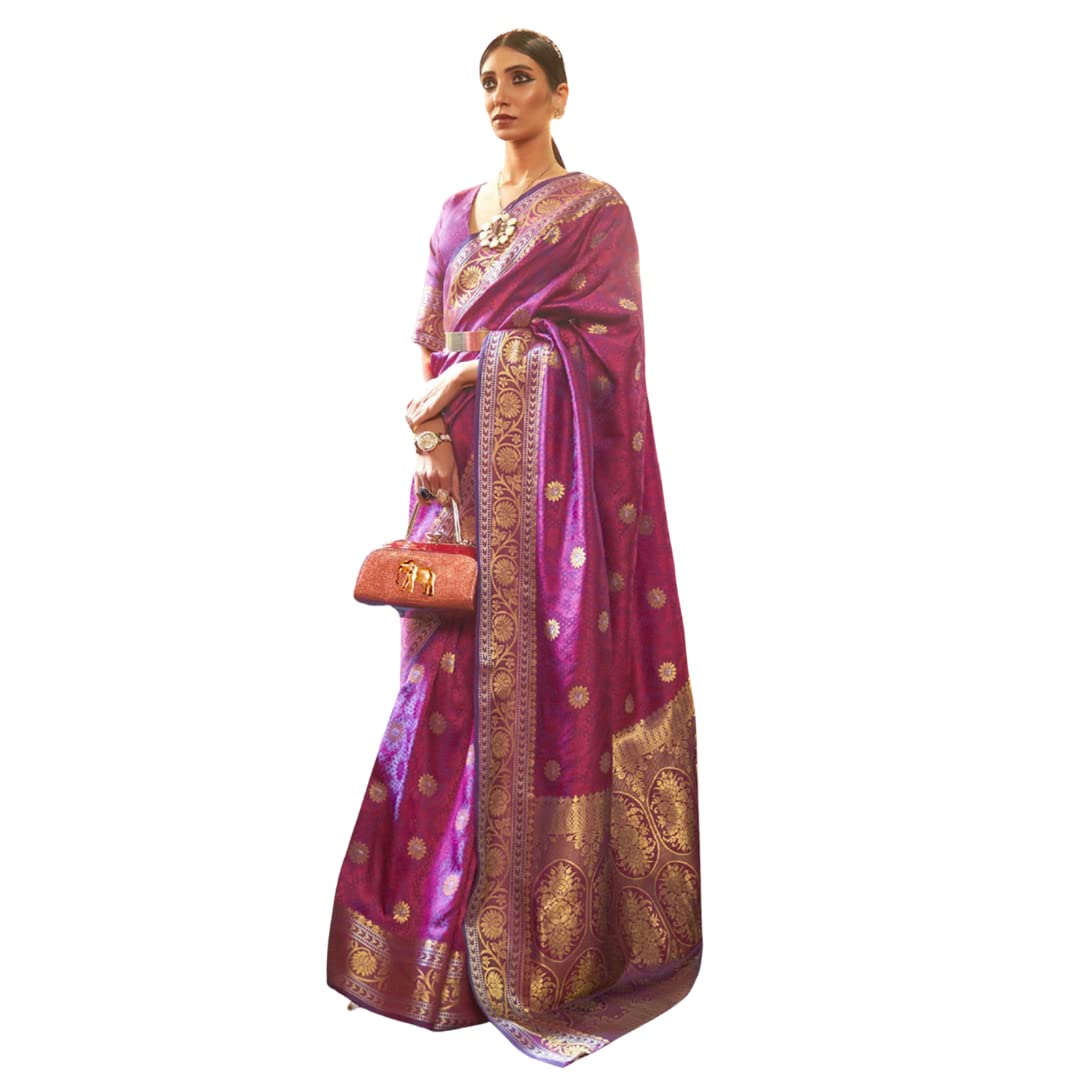 KORAM'S DESIGN Woman's Kanjivaram Silk Traditional Saree With Unstitched Blouse Piece | Light weight Soft Silk Saree For Women Gift